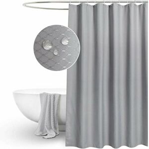 HOOPZI Shower Curtain , Plain Design Waffle Checked Polyester bathroom Shower Curtain Liner Mildew Resistant Heavy Duty , Standard Size 150 180H cm Grey
