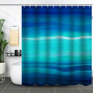 Dark blue gradient shower curtain set for bathroom, waterproof textured fabric, bath decor accessories 72' x 72' - Sollbry
