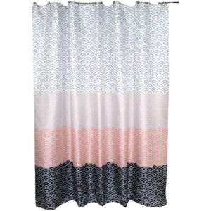 Shower Curtain 180x200CM Waterproof Polyester Fabric Machine Washable Bathroom Curtain with 12 Hooks Pink - Sollbry