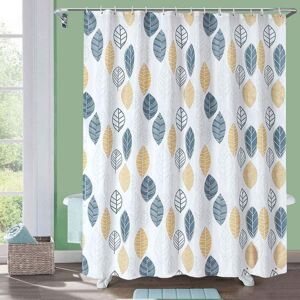 Shower Curtain Leaves Polyester Fabric Anti-Mold Waterproof Washable Bathroom Curtain 183198 cm with 12 Hooks - Sollbry