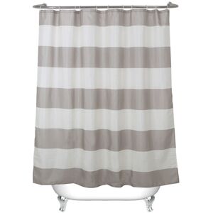 Taupe Stripe Shower Curtain with 12 Hooks,Beige Waterproof Mildew Resistant Fabric Curtain for Bathroom,72' x 72'(180X180cm) - Sollbry