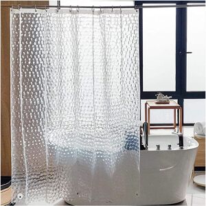 CSPARKV Transparent Shower Curtain, 180x180cm 3D Bathroom Shower Curtain peva Anti-mold Antibacterial Waterproof Washable with Rings Hooks for Bathtub, pvc