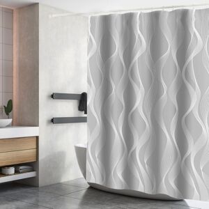 CYSLMUK Waterproof Polyester Shower Curtain Machine Washable Fabric Bathroom Curtain with 12 Hooks 200x200CM Grey
