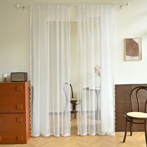 LINGHHANG White Semi-Blackout Hollow Tulle Curtain 135 x 230 cm, One Piece