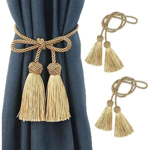Linghhang - 1 Pair of rope curtain tiebacks with tassels, gold Linghhang - 1 Pair of rope curtain tiebacks with tassels, gold
