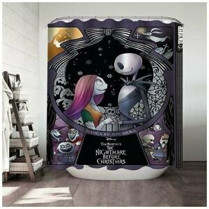DEWDAT 1 Piece The Nightmare Before Christmas Halloween Shower Curtain Bathroom Decorations Waterproof Polyester Fabric Shower Curtain with Hooks - 180x180cm DEWDAT 1 Piece The Nightmare Before Christmas Halloween Shower Curtain Bathroom Decorations Waterproof Polyester Fabric Shower Curtain with Hooks - 180x180cm