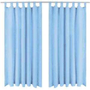vidaXL Micro-Satin Curtains with Loops - Set of 2 - Turquoise - Curtains vidaXL Micro-Satin Curtains with Loops - Set of 2 - Turquoise - Curtains