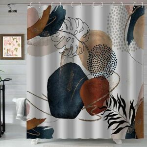 DEWDAT 1pc Boho Shower Curtain Abstract Colorful Modern Geometric Leaves Plant Neutral Minimalist Bathroom Curtain Decor Waterproof Fabric, 180x180cm DEWDAT 1pc Boho Shower Curtain Abstract Colorful Modern Geometric Leaves Plant Neutral Minimalist Bathroom Curtain Decor Waterproof Fabric, 180x180cm