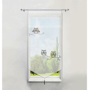 AlwaysH 1Piece Window Curtain WxH/60x120CM Transparent Polyester Gray Owl Embroidery with Tassel Short Curtains Window Decoration AlwaysH 1Piece Window Curtain WxH/60x120CM Transparent Polyester Gray Owl Embroidery with Tassel Short Curtains Window Decoration