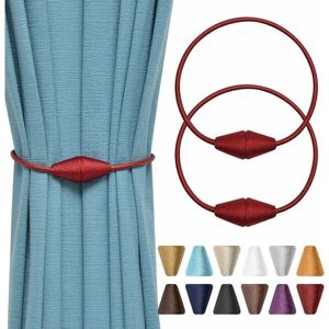 Linghhang - 2 Pack (Wine Red) Handmade Woven Rope Magnetic Curtain Tiebacks Practical and Decorative for Home and Office Window Linghhang - 2 Pack (Wine Red) Handmade Woven Rope Magnetic Curtain Tiebacks Practical and Decorative for Home and Office Window