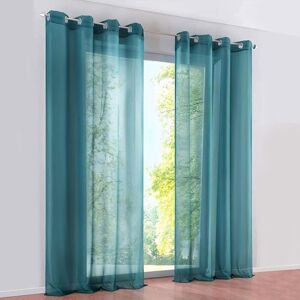 Longziming - 2 Panels Sheer Eyelet Voile Sheer Curtains for Windows, Balcony, Living Room Decoration (Width 140cm x Height 225cm, Blue) Longziming - 2 Panels Sheer Eyelet Voile Sheer Curtains for Windows, Balcony, Living Room Decoration (Width 140cm x Height 225cm, Blue)