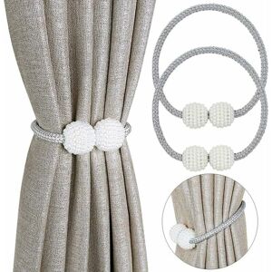 HOOPZI 2 Piece Magnetic Curtain Tieback, Elegant Curtain Holders Pearl Bead Holdbacks Curtain Clips with Strong Magnetic Gray HOOPZI 2 Piece Magnetic Curtain Tieback, Elegant Curtain Holders Pearl Bead Holdbacks Curtain Clips with Strong Magnetic Gray