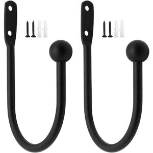 Memkey - 2 Pack Curtain Holdbacks, Decorative Window Hooks, Curtain Tiebacks, Metal Curtain Holdbacks for Heavy and Light Curtain Hooks - Black Memkey - 2 Pack Curtain Holdbacks, Decorative Window Hooks, Curtain Tiebacks, Metal Curtain Holdbacks for Heavy and Light Curtain Hooks - Black