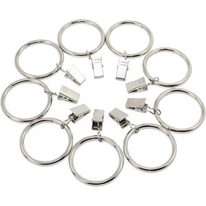 Linghhang - 20 Pieces Curtain Rings with Clip, 38mm Inner Diameter (Silver) Stainless Steel Curtain Hanging Rings with Clips for Curtain Photos Linghhang - 20 Pieces Curtain Rings with Clip, 38mm Inner Diameter (Silver) Stainless Steel Curtain Hanging Rings with Clips for Curtain Photos