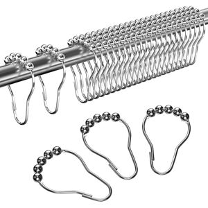 Linghhang - 24 Pcs (Silver) Stainless Steel Shower Rings, Shower Curtain Hooks with Sliding System, Metal Gliding Balls for Shower Curtain Rods, Linghhang - 24 Pcs (Silver) Stainless Steel Shower Rings, Shower Curtain Hooks with Sliding System, Metal Gliding Balls for Shower Curtain Rods,