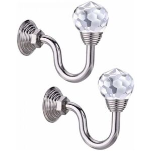 CYSLMUK 2pcs Silver Crystal Hook Classic Tieback Mounted on Metal Base Tassel Curtain Accessories Hanger Decoration CYSLMUK 2pcs Silver Crystal Hook Classic Tieback Mounted on Metal Base Tassel Curtain Accessories Hanger Decoration