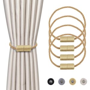 Linghhang - 4 Pieces Magnetic Curtain Tiebacks Gold Braided Curtain Buckle Magnetic Curtain Holder Curtain Rope 45cm - Curtain Accessories for Home Linghhang - 4 Pieces Magnetic Curtain Tiebacks Gold Braided Curtain Buckle Magnetic Curtain Holder Curtain Rope 45cm - Curtain Accessories for Home