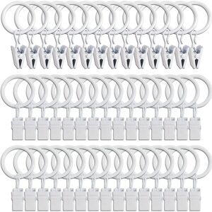 Linghhang - 45PCS Curtain Rings with Clips - White, Strong Curtain Clips, Tension Rod Mounting Hooks, Decorative Curtain Hooks for Curtains and Linghhang - 45PCS Curtain Rings with Clips - White, Strong Curtain Clips, Tension Rod Mounting Hooks, Decorative Curtain Hooks for Curtains and