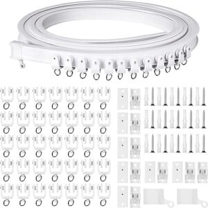 5 m curved soft curtain track for ceiling with metal hooks, sliding room divider track, flexible and quiet, with hook accessories Ymyny 5 m curved soft curtain track for ceiling with metal hooks, sliding room divider track, flexible and quiet, with hook accessories Ymyny