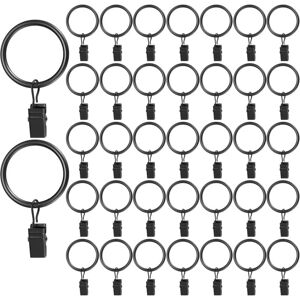 WOIYIC 50 Pieces Curtain Rings with Clips, Metal Curtain Clip Rings, for Shower Curtain Rods, Window Curtains, with Hooks - Black WOIYIC 50 Pieces Curtain Rings with Clips, Metal Curtain Clip Rings, for Shower Curtain Rods, Window Curtains, with Hooks - Black