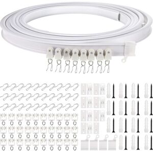 IKODM 5m Flexible Curtain Track Bracket and Curved Window Rail (White with Silver Hook) IKODM 5m Flexible Curtain Track Bracket and Curved Window Rail (White with Silver Hook)
