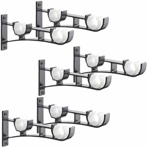 Tonchean - 6pcs Heavy Duty Metal Curtain Rod, Curtain Rod Bracket, Double Curtain Rod Bracket, Aluminum Curtain Rod Bracket, Black Curtain Rod Bracket Tonchean - 6pcs Heavy Duty Metal Curtain Rod, Curtain Rod Bracket, Double Curtain Rod Bracket, Aluminum Curtain Rod Bracket, Black Curtain Rod Bracket
