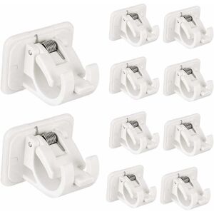 Derrui - 8 Pack Hooks Self Adhesive Curtain Rod Bracket, No Drilling Drapery Hook Brackets, Rod Holder, for Towels, Curtains, Coats Derrui - 8 Pack Hooks Self Adhesive Curtain Rod Bracket, No Drilling Drapery Hook Brackets, Rod Holder, for Towels, Curtains, Coats