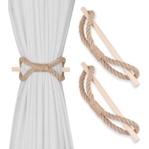 Alwaysh - 2 Pack Handmade Rustic Style Curtain Tiebacks with Wooden Hemp Rope (Jute Rope, 2) Alwaysh - 2 Pack Handmade Rustic Style Curtain Tiebacks with Wooden Hemp Rope (Jute Rope, 2)