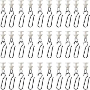 Alwaysh - 30 Pieces Curtain Track Hooks Slider with 30 Metal Hooks for Decorative Curtain Track Door Curtain (Beige) Alwaysh - 30 Pieces Curtain Track Hooks Slider with 30 Metal Hooks for Decorative Curtain Track Door Curtain (Beige)