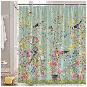 ALWAYSH Shower Curtain Green Flower Bird, 180180 cm Shower Curtain Anti-Mildew Fabric Waterproof Quick Drying Polyester Bath Curtain for Bathroom Machine ALWAYSH Shower Curtain Green Flower Bird, 180180 cm Shower Curtain Anti-Mildew Fabric Waterproof Quick Drying Polyester Bath Curtain for Bathroom Machine