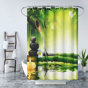 Waterproof Mildew Proof Shower Curtain Polyester Fabric Machine Washable Shower Curtains with 12 Hooks for Bathroom 180x180cm (Green Bamboo) - Alwaysh Waterproof Mildew Proof Shower Curtain Polyester Fabric Machine Washable Shower Curtains with 12 Hooks for Bathroom 180x180cm (Green Bamboo) - Alwaysh