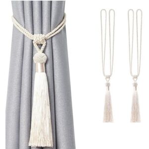 Alwaysh - 2 Pack Long Tassel Curtain Tiebacks Handmade European Style Braided Rope Knot Curtain Holdbacks for Home Office Window Decor (Beige) Alwaysh - 2 Pack Long Tassel Curtain Tiebacks Handmade European Style Braided Rope Knot Curtain Holdbacks for Home Office Window Decor (Beige)