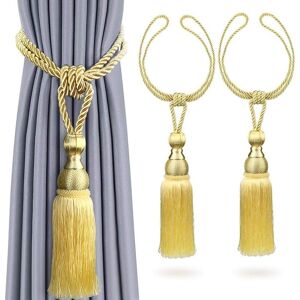 Alwaysh - 2PCS Curtain Tiebacks Handmade Curtain Holdbacks with Ropes Curtain Tiebacks for Home Decoration (Gold) Alwaysh - 2PCS Curtain Tiebacks Handmade Curtain Holdbacks with Ropes Curtain Tiebacks for Home Decoration (Gold)