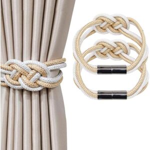 Alwaysh - Pack Nordic Style Magnetic Curtain Tiebacks Decorative Woven Rope Curtain Holdbacks for Home Office Window Curtains (Beige and White) Alwaysh - Pack Nordic Style Magnetic Curtain Tiebacks Decorative Woven Rope Curtain Holdbacks for Home Office Window Curtains (Beige and White)