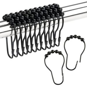 Shower Curtain Hook Ring, Bathroom Shower Rod Rust Resistant Metal Shower Curtain Ring for Curtain - 12 Piece Set, Matte Black - Alwaysh Shower Curtain Hook Ring, Bathroom Shower Rod Rust Resistant Metal Shower Curtain Ring for Curtain - 12 Piece Set, Matte Black - Alwaysh