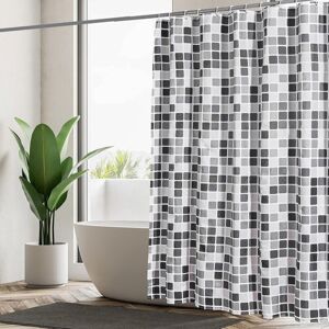Linghhang - Anti-Mold Shower Curtain, Polyester Fabric Shower Curtain Weight, Waterproof Bath Curtain, with 12 Hooks, Black White Gray Mosaic Linghhang - Anti-Mold Shower Curtain, Polyester Fabric Shower Curtain Weight, Waterproof Bath Curtain, with 12 Hooks, Black White Gray Mosaic