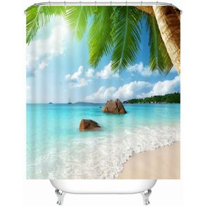 AYYQH Beach Pattern Shower Curtain Waterproof Mildew Proof Fabric with 12 Shower Curtain Rings Washable Bath Curtain 180x180cm AYYQH Beach Pattern Shower Curtain Waterproof Mildew Proof Fabric with 12 Shower Curtain Rings Washable Bath Curtain 180x180cm