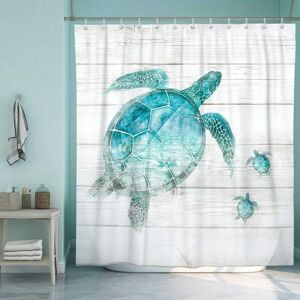 READCLY Beach Shower Curtain Teal Sea Turtle - Blue Ocean Sea Animals Bathroom Curtain - Turquoise Gray - Rustic Polyester - Waterproof with 12 White Rings READCLY Beach Shower Curtain Teal Sea Turtle - Blue Ocean Sea Animals Bathroom Curtain - Turquoise Gray - Rustic Polyester - Waterproof with 12 White Rings