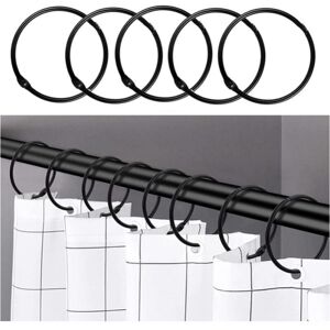 Cyslmuk - Black - 24 Pcs Shower Curtain Rings, Rustproof Shower Curtain Hooks for Bathroom, Round Decorative Shower Curtain Rings Cyslmuk - Black - 24 Pcs Shower Curtain Rings, Rustproof Shower Curtain Hooks for Bathroom, Round Decorative Shower Curtain Rings