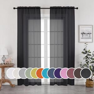 GROOFOO Black Sheer Curtains, Sheer Curtains 84 inch Length 2 Panels Set, Rod Pocket Voile Fimly Sheer Drapes for Living Room/Bedroom, 2pcs, Each 42' w x 84' GROOFOO Black Sheer Curtains, Sheer Curtains 84 inch Length 2 Panels Set, Rod Pocket Voile Fimly Sheer Drapes for Living Room/Bedroom, 2pcs, Each 42' w x 84'