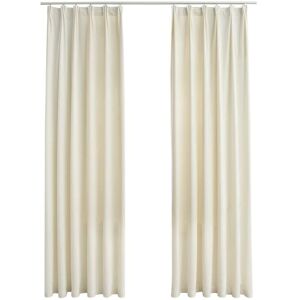 vidaXL 2x Blackout Curtains with Hooks Velvet Cream 140x245cm - Curtains vidaXL 2x Blackout Curtains with Hooks Velvet Cream 140x245cm - Curtains