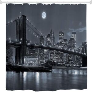 CCYKXA 180x200cm Shower Curtain Anti Mold Waterproof Fabric New York City Brooklyn Bridge Manhattan Skyline Black White Polyester Waterproof Curtain for CCYKXA 180x200cm Shower Curtain Anti Mold Waterproof Fabric New York City Brooklyn Bridge Manhattan Skyline Black White Polyester Waterproof Curtain for