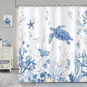 CCYKXA Coral Blue Ocean Sea Turtle Shower Curtain, Polyester Fabric, Anti-Mold, Waterproof, Washable, Bathroom Curtain, 180 x 180 cm with 12 Bathtub CCYKXA Coral Blue Ocean Sea Turtle Shower Curtain, Polyester Fabric, Anti-Mold, Waterproof, Washable, Bathroom Curtain, 180 x 180 cm with 12 Bathtub