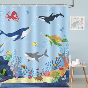CCYKXA Underwater Ocean Blue Shower Curtain - Fish and Dolphin Design for Children - Waterproof, Washable, Anti-Mold Polyester Fabric - Bathroom 180 CCYKXA Underwater Ocean Blue Shower Curtain - Fish and Dolphin Design for Children - Waterproof, Washable, Anti-Mold Polyester Fabric - Bathroom 180