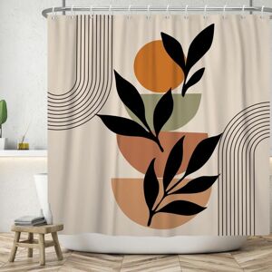 CCYKXA A 180x180 cm Boho Shower Curtain Boho Style Abstract Modern Black Leaves Orange Sun Khaki Line Washable Textile Waterproof Bath Curtain for Bathtub CCYKXA A 180x180 cm Boho Shower Curtain Boho Style Abstract Modern Black Leaves Orange Sun Khaki Line Washable Textile Waterproof Bath Curtain for Bathtub