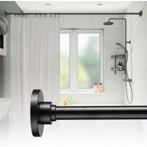 Croydex - Black Heavy Duty Straight Shower Curtain Rod with Rings & Flexi-Fix, 230cm Croydex - Black Heavy Duty Straight Shower Curtain Rod with Rings & Flexi-Fix, 230cm