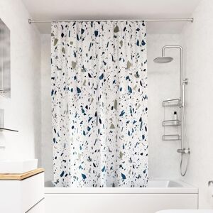 Croydex Shower Curtain with Blue Terrazzo Design - 100% Polyester with a Weighted Hem, Machine Washable and coated with Proseal for Water Repellence, Croydex Shower Curtain with Blue Terrazzo Design - 100% Polyester with a Weighted Hem, Machine Washable and coated with Proseal for Water Repellence,
