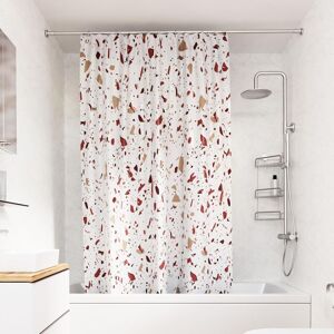 Croydex Shower Curtain with Pink Terrazzo Design - 100% Polyester with a Weighted Hem, Machine Washable and coated with Proseal for Water Repellence, Croydex Shower Curtain with Pink Terrazzo Design - 100% Polyester with a Weighted Hem, Machine Washable and coated with Proseal for Water Repellence,