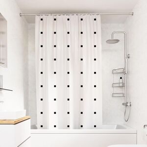 Croydex White Shower Curtain with Black Dots Design - 100% Polyester with a Weighted Hem, Machine Washable and coated with Proseal for Water Croydex White Shower Curtain with Black Dots Design - 100% Polyester with a Weighted Hem, Machine Washable and coated with Proseal for Water
