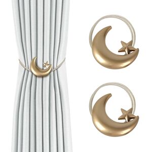 CSPARKV 2 Pieces Magnetic Curtain Tiebacks Metal Curtain Buckles for Home Office Living Room Bedroom Decoration,Gold Star Moon CSPARKV 2 Pieces Magnetic Curtain Tiebacks Metal Curtain Buckles for Home Office Living Room Bedroom Decoration,Gold Star Moon